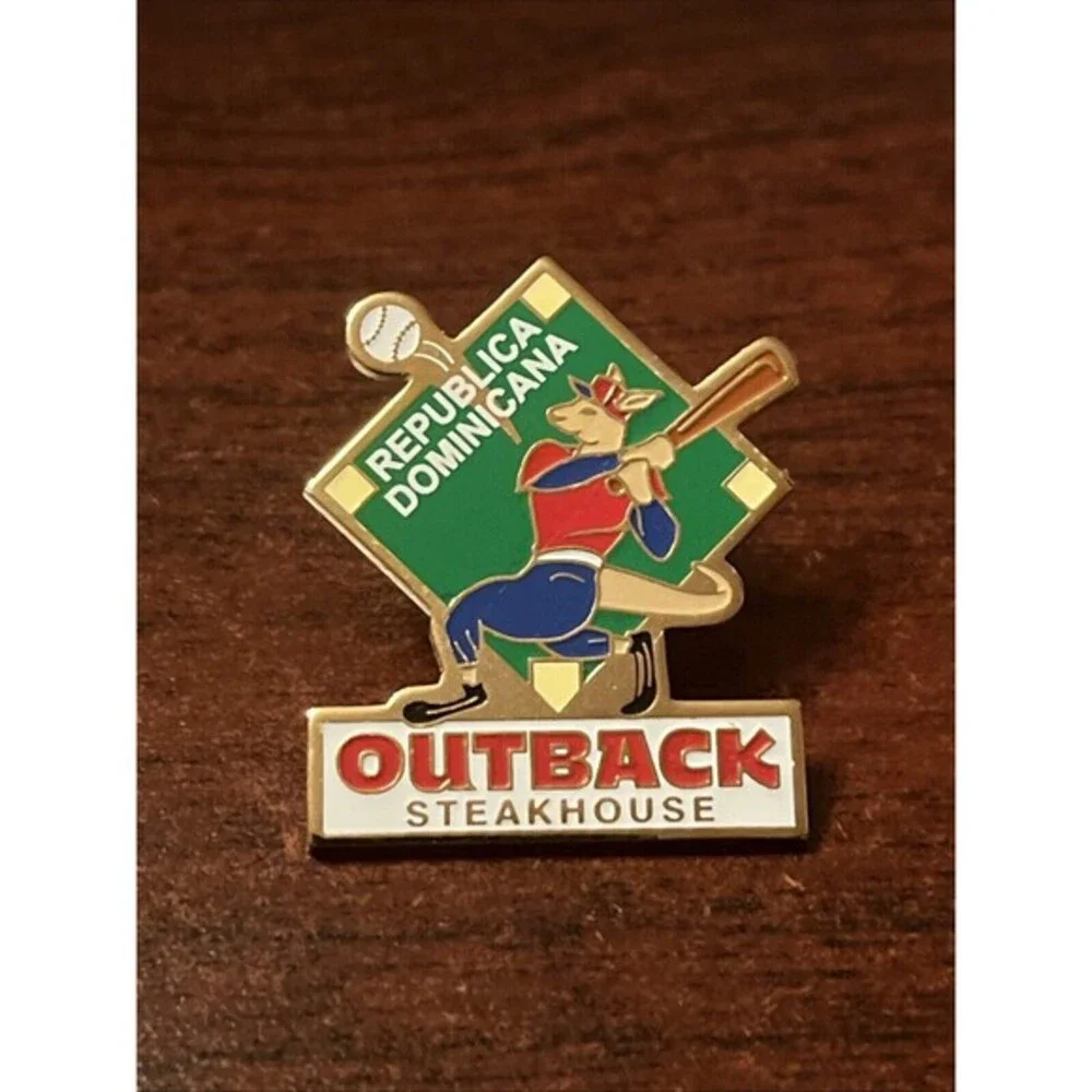 Outback Steakhouse Dominican Republic Kangaroo Baseball Lapel Hat Pin
